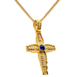 Χρυσός Βυζαντινός σταυρός Κ14 με αλυσίδα